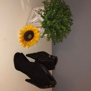 Black peek toe booties